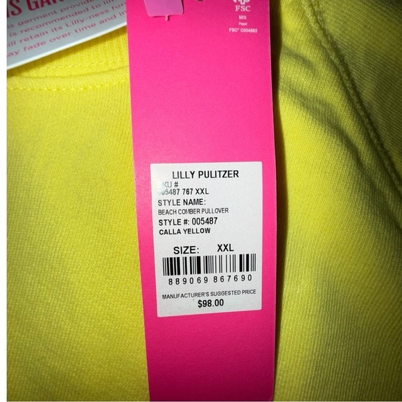 NWT LILLY PULITZER Luxletic Beach Comber Pullover - XXL Calla Yellow - Picture 8 of 16
